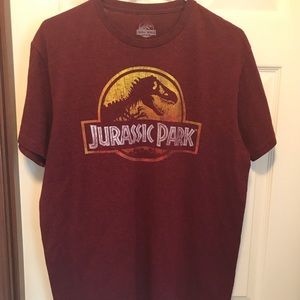 Mens Jurassic Park tee shirt maroon